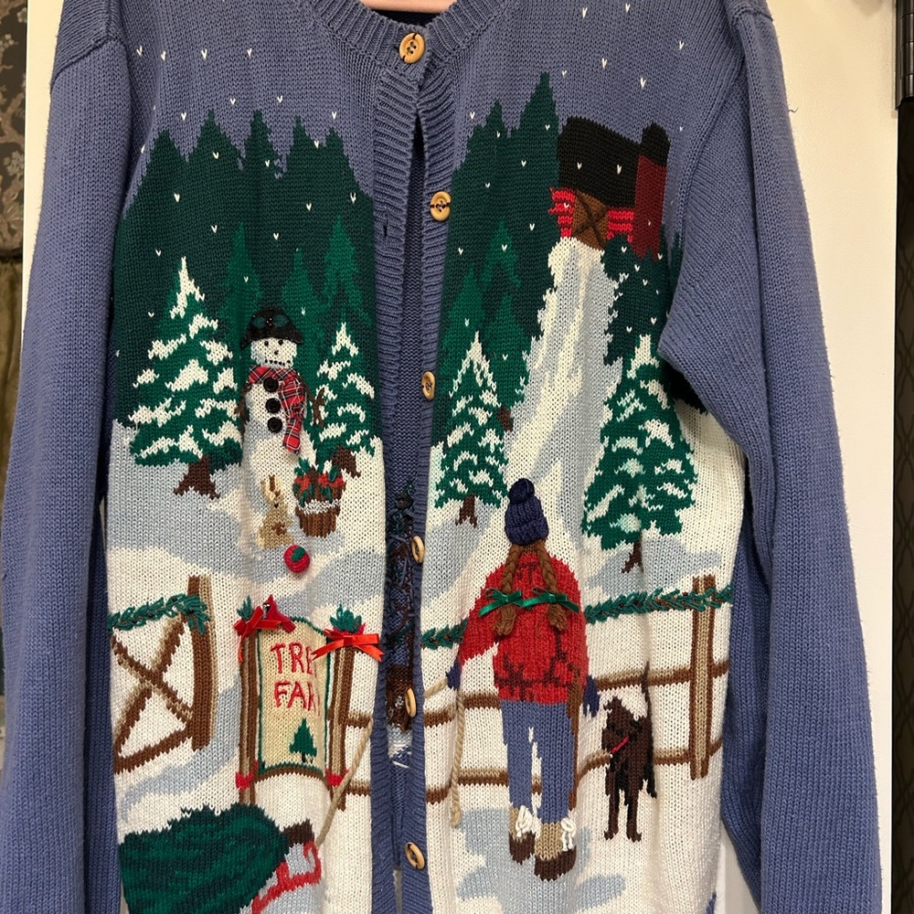 Vintage Blue Winter Scene Women’s Sweater